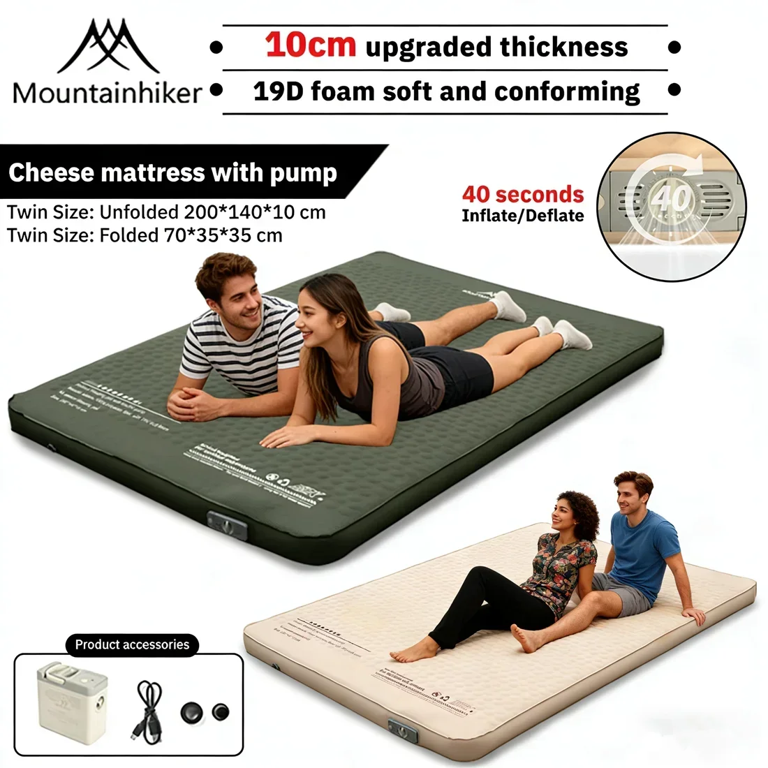 Roof Top Tent Mattress - 마운틴하이커 아웃도어용 고급 스펀지 10cm 에어