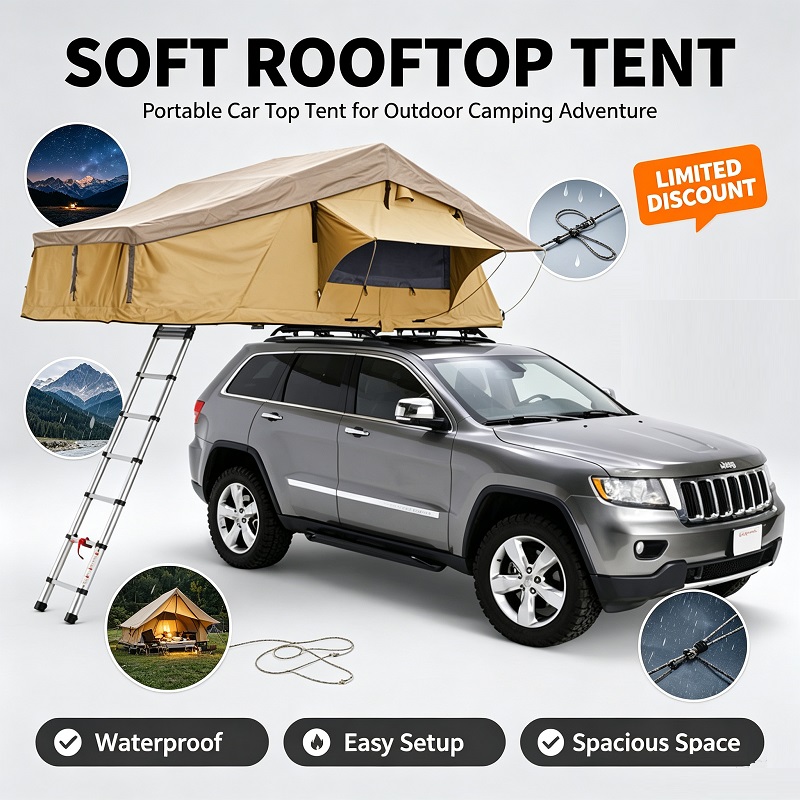 Roof Top Tent Soft Shell 3 Person - 3-4인용 소프트 쉘 루프탑 텐트, 이중