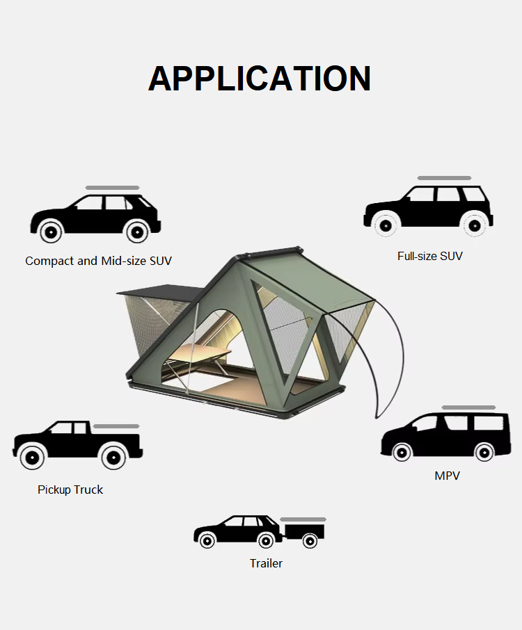 Roof Tent Hardshell Aluminum - 스카이라이트와 함께 | 책상 | LED