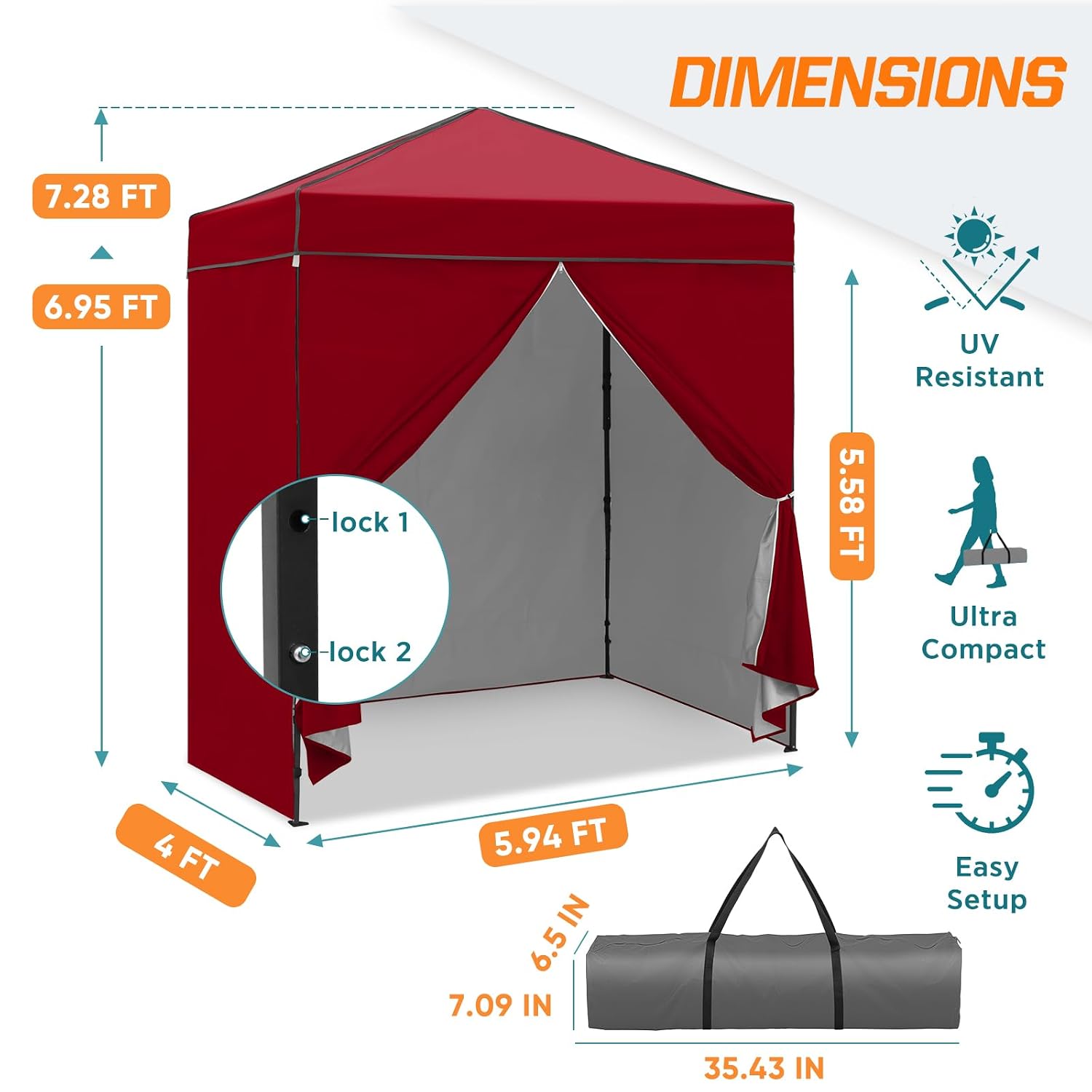 6x4 팝업 캐노피 텐트, 탈부착 가능한 측면 벽, 간 - Camping Shower Tent Portable 리뷰 및 가격