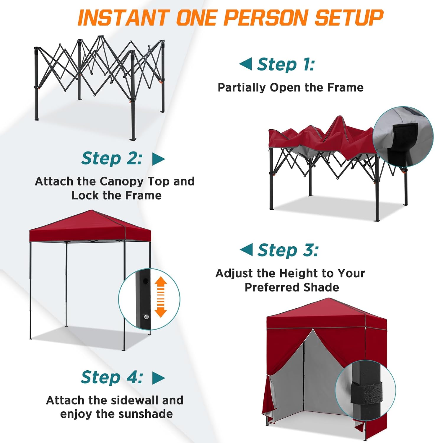 6x4 팝업 캐노피 텐트, 탈부착 가능한 측면 벽, 간 - Camping Shower Tent Portable 리뷰 및 가격