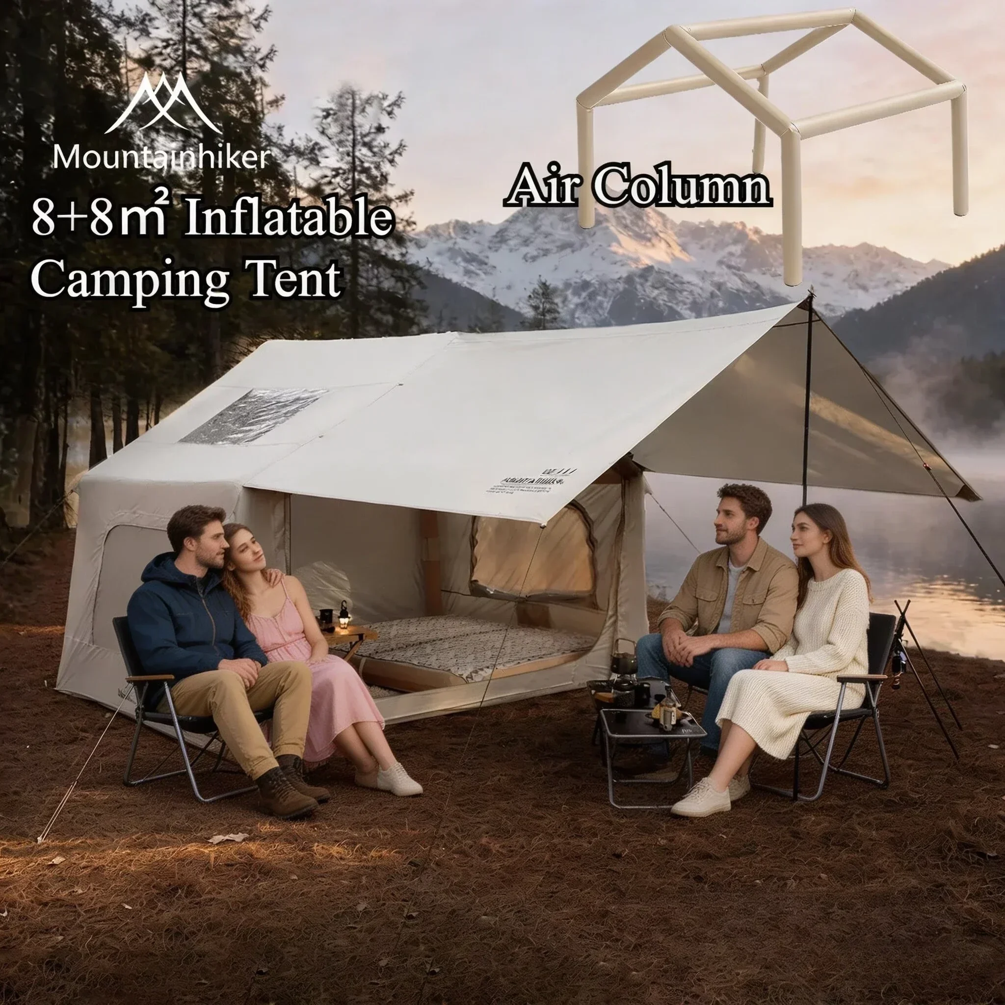 8+8 ㎡   마운틴하이커 에어 텐트, 대형 에어 텐트 - Camping Shower Tent Portable 리뷰 및 가격