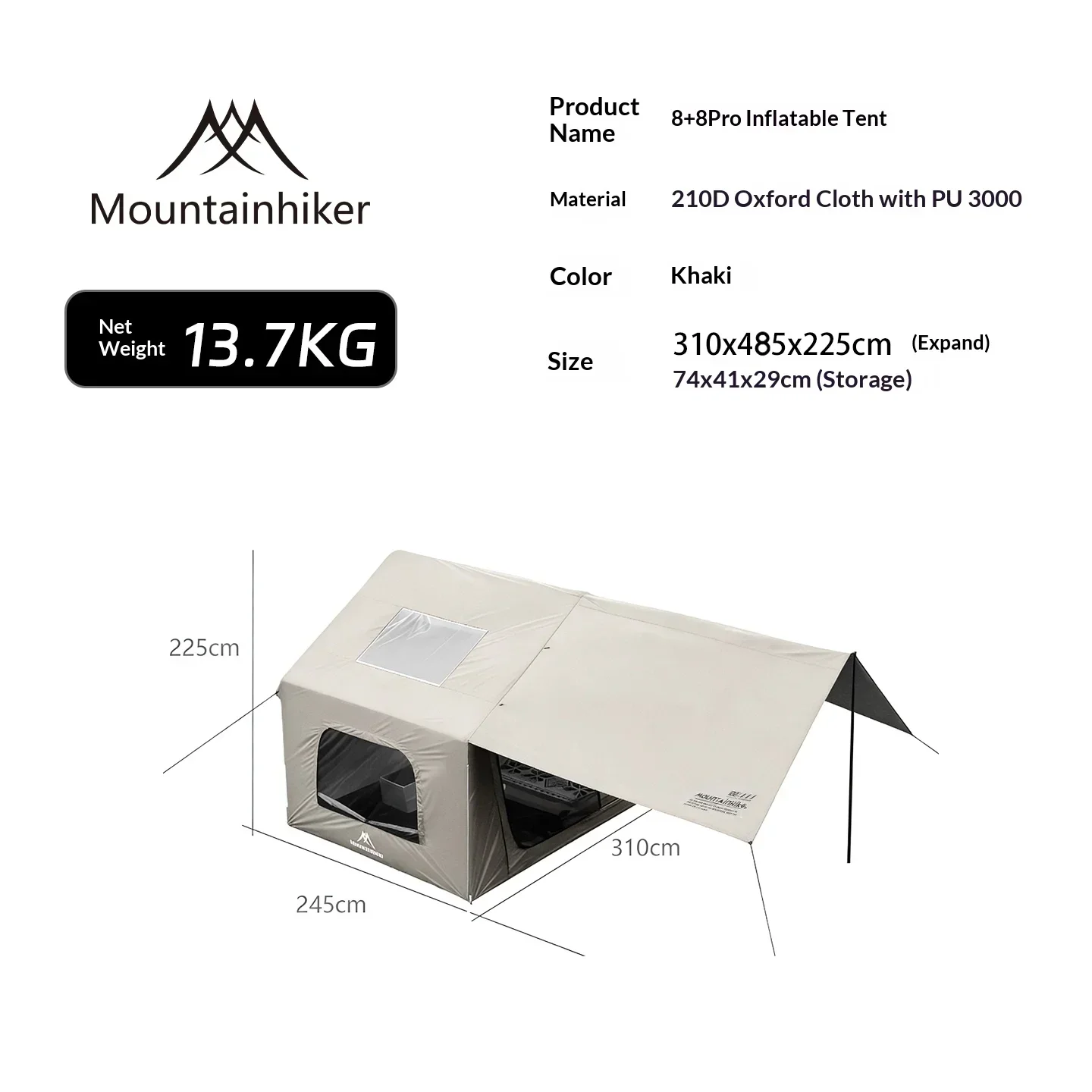 8+8 ㎡   마운틴하이커 에어 텐트, 대형 에어 텐트 - Camping Shower Tent Portable 리뷰 및 가격